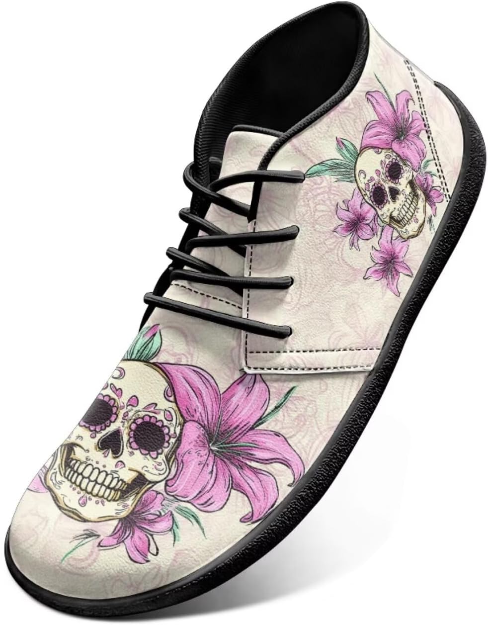 

Мужские кроссовки Jeiento Barefoot, ботинки босоногого типа с черепами и цветочным принтом, с широкой носковой частью, воздухопроницаемые, противоскользящие, Sugar Skull Lily Flower