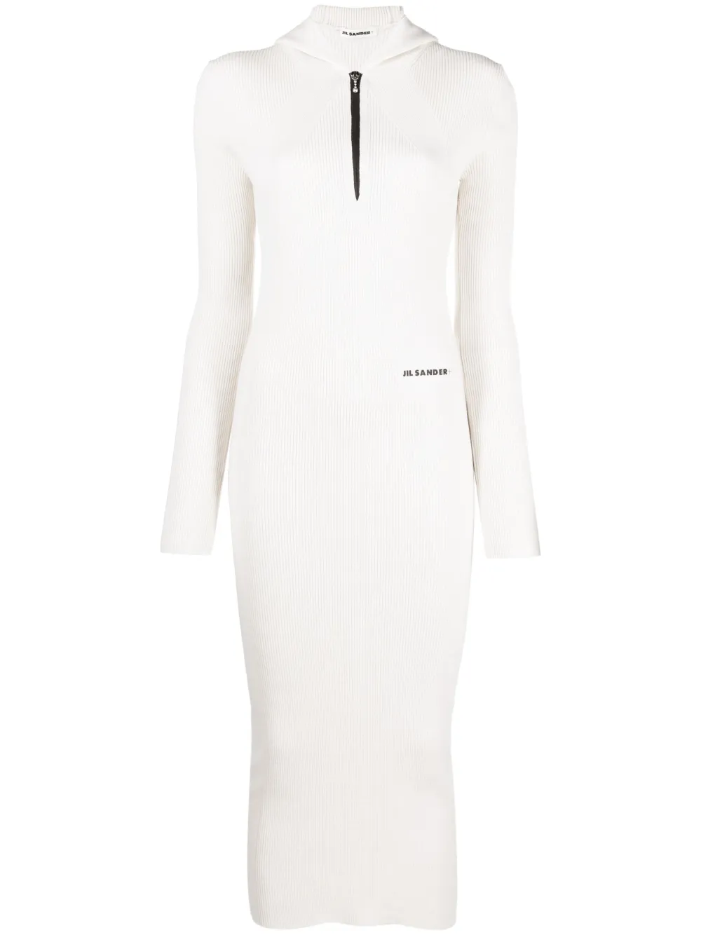 

Платье миди в рубчик с логотипом JIL SANDER, нейтральный