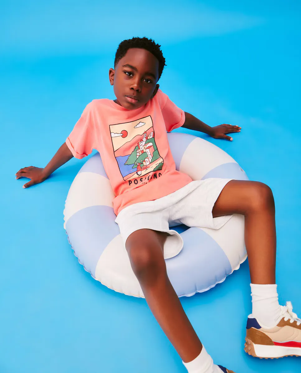 

Футболка с короткими рукавами и пейзажным принтом Kids El Corte Inglés, розовый