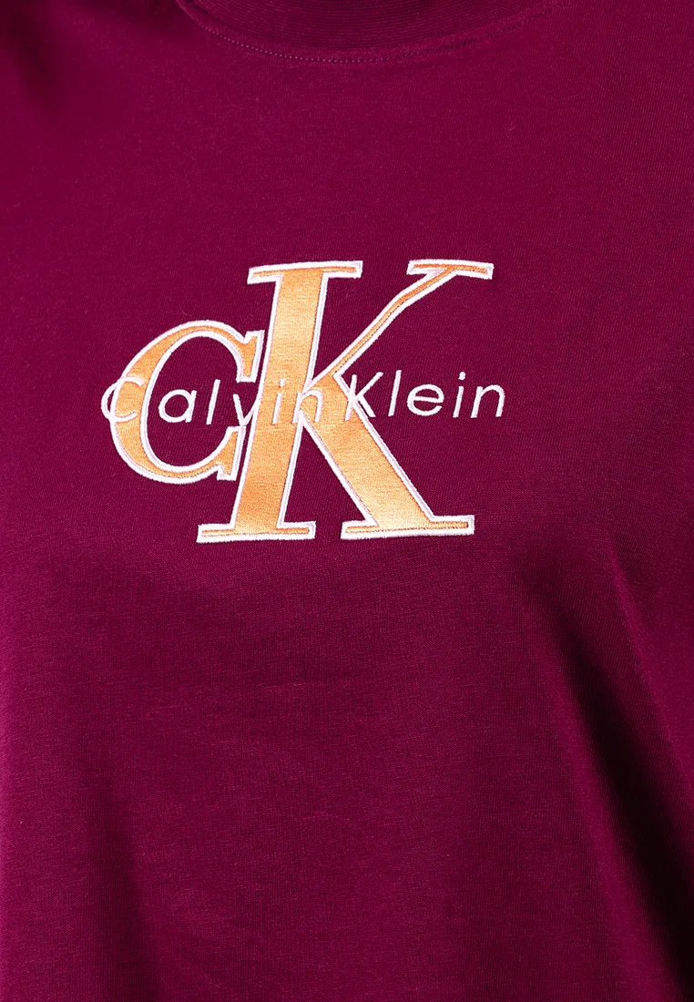Футболка, с графическим принтом, Calvin Klein Jeans, ягодный — фото 3
