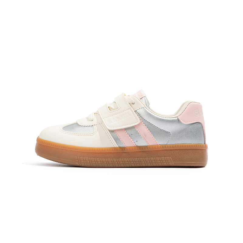 

Нескользящие дышащие низкие детские кроссовки для скейтбординга для подростков BABAYA KIDS, серебряный/розовый