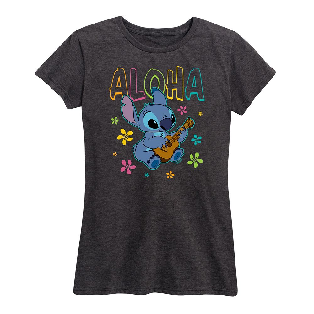 

Женская футболка с рисунком Aloha Stitch Disney's Lilo & Stitch, цвет Heather Charcoal