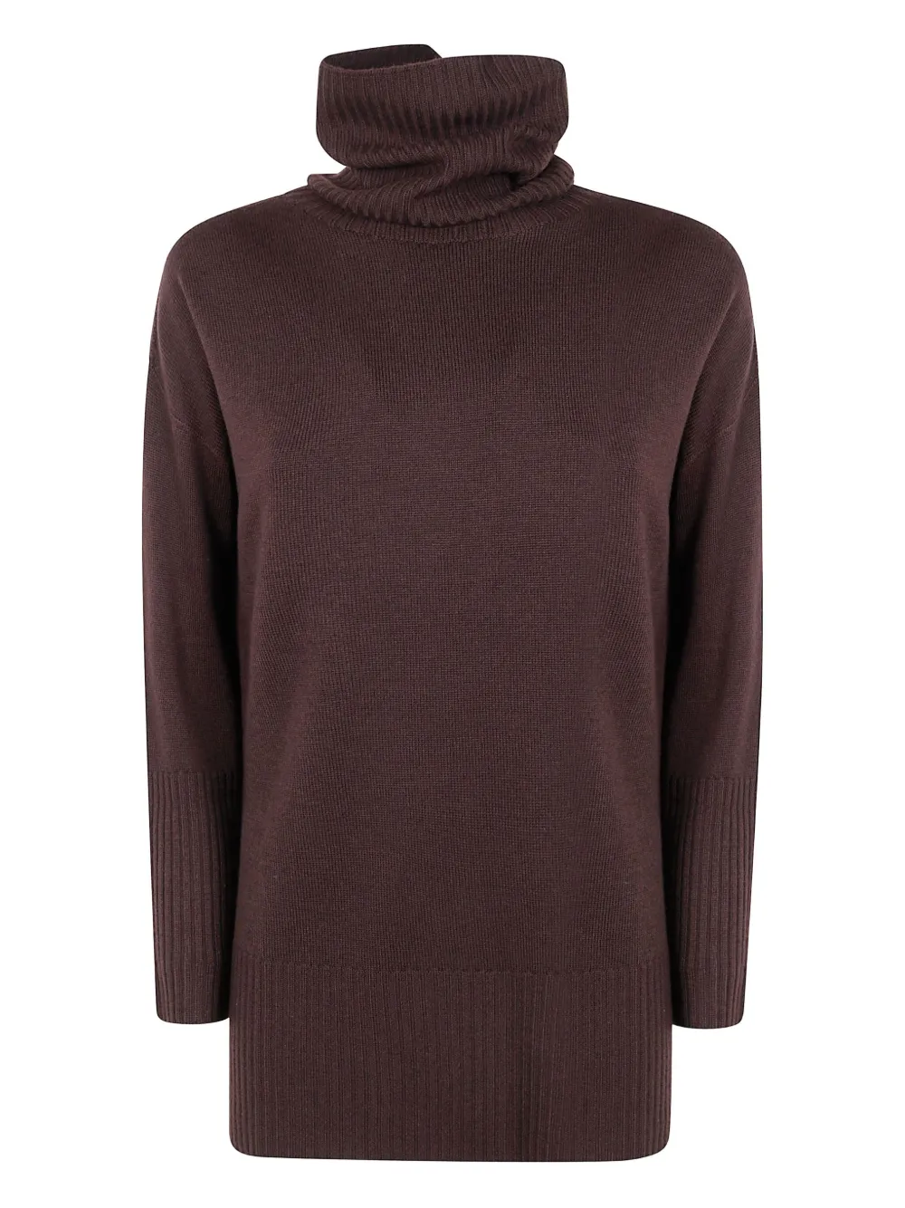 

Свитер с воротником-стойкой Rossopuro, коричневый