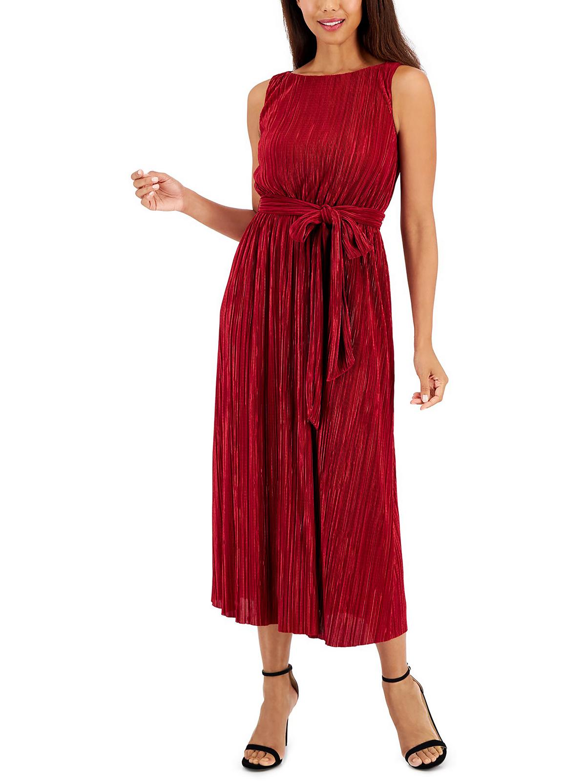 

Женское плиссированное летнее платье Платье миди Anne Klein, цвет titian red