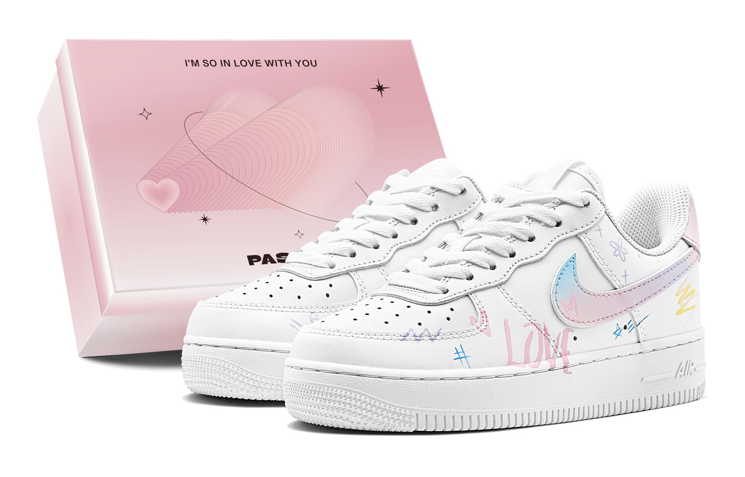 

Кроссовки Nike Air Force 1 Skateboarding Shoes Men Low-top Blue/pink, розовый