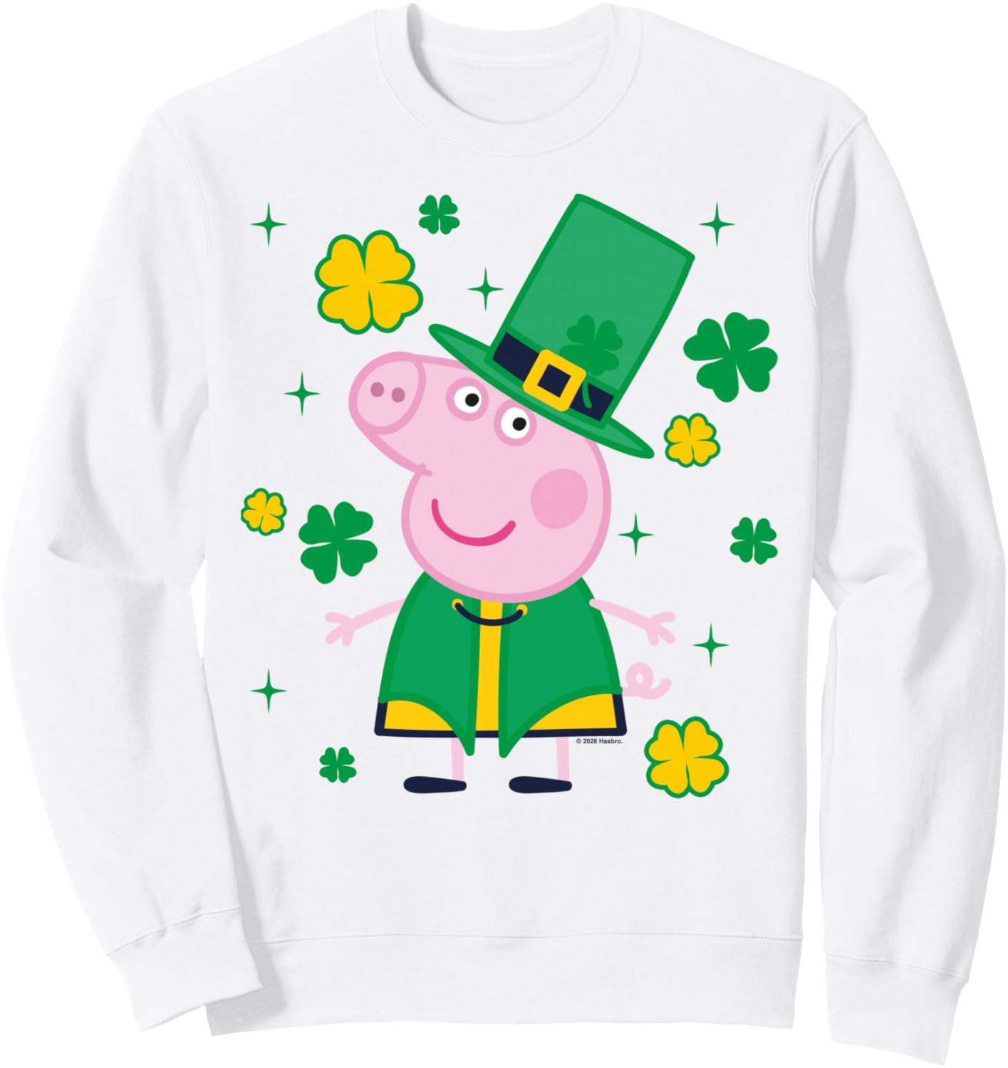 

Толстовка с изображением Свинки Пеппы и шапки лепрекона ко Дню Святого Патрика Peppa Pig, белый