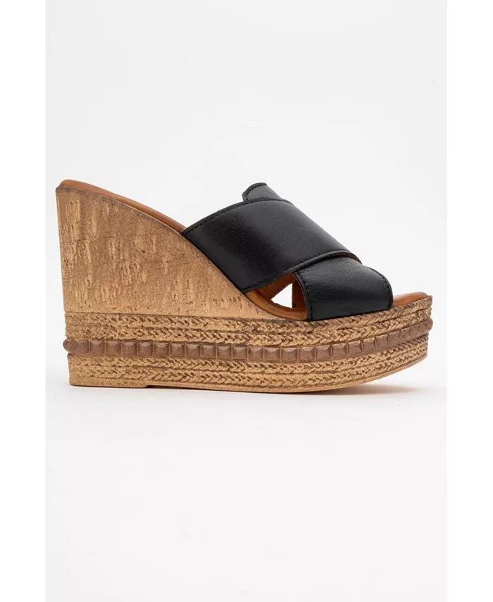 Сандалии из кожи на танкетке Lois (женские) Forever & Always Shoes, черный — фото 4