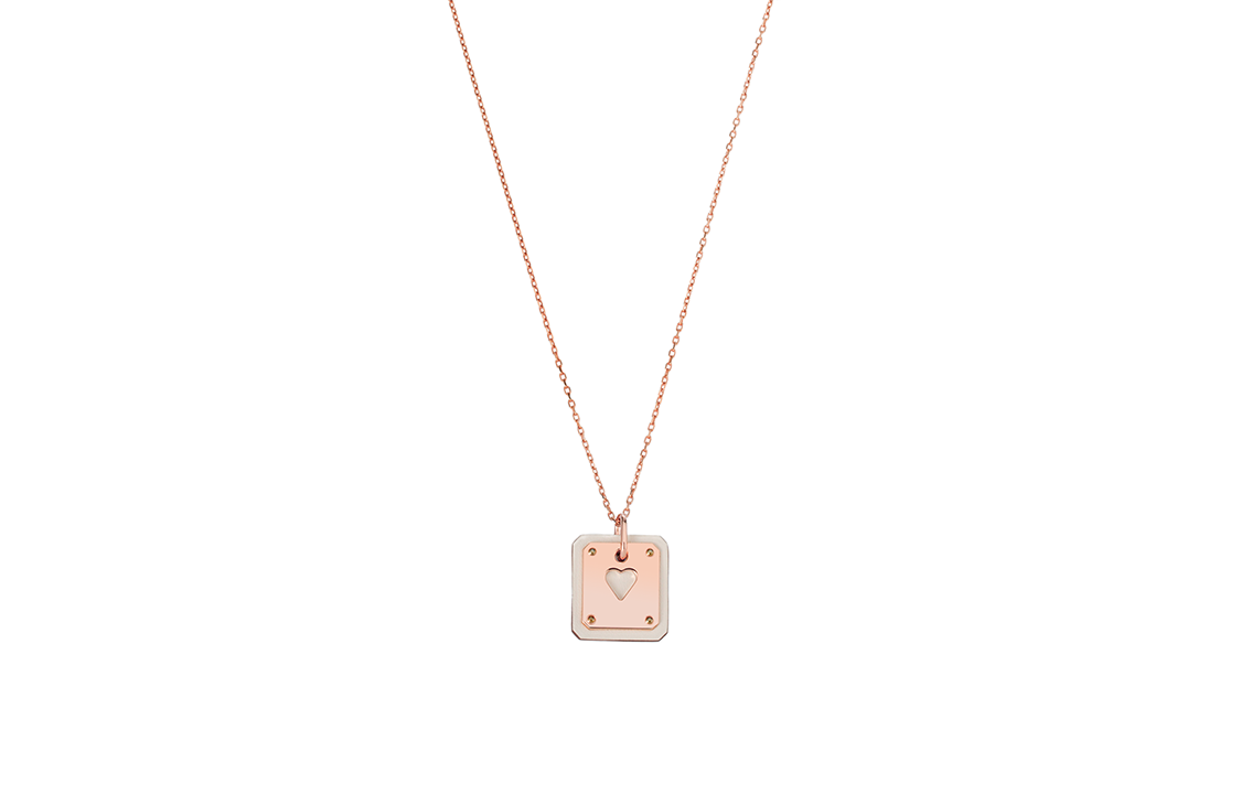 

HERMES Металлическое ожерелье As De Coeur для женщин, серый белый