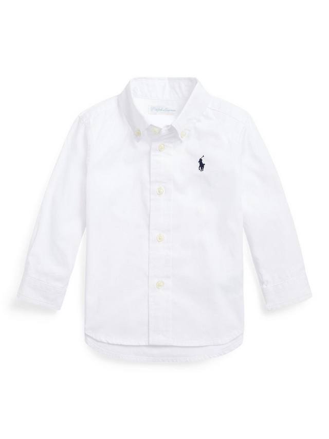 

Детская хлопчатобумажная рубашка с воротником на пуговицах Ralph Lauren, белый