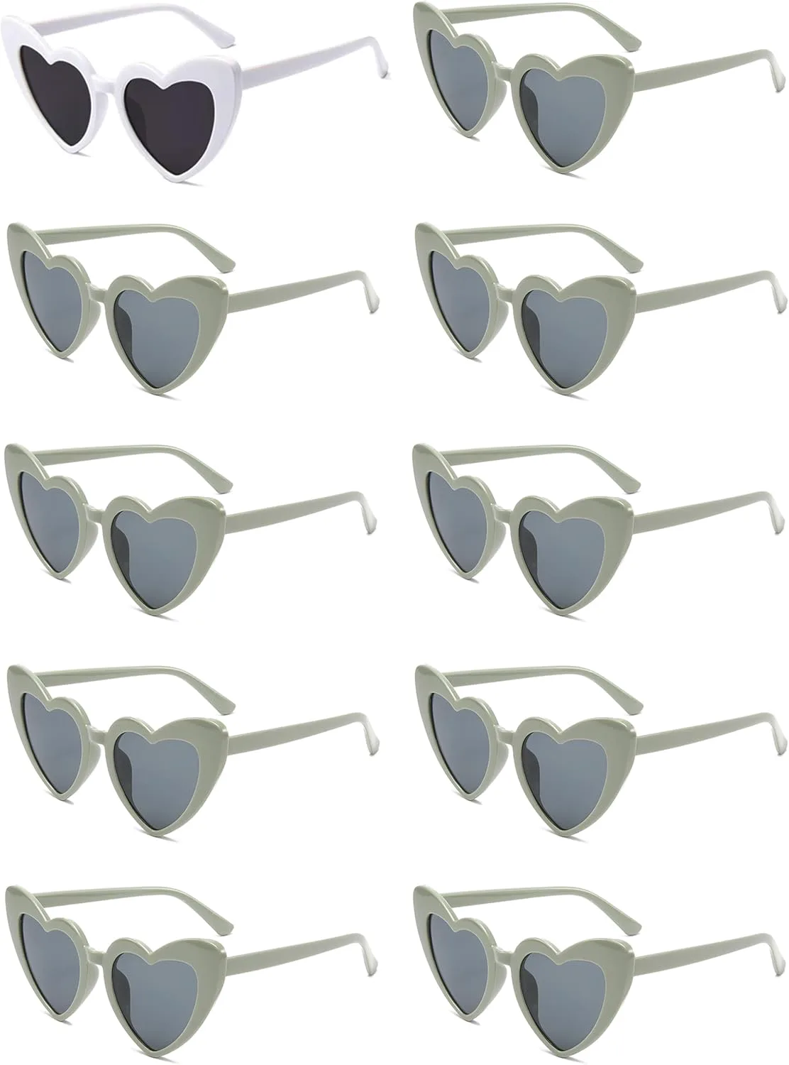 

10 пар солнцезащитных очков в форме сердца для женщин. Забавный набор очков в форме сердца для девичника и в качестве подарка невесте LUCKYCHRIS, 9green&1white