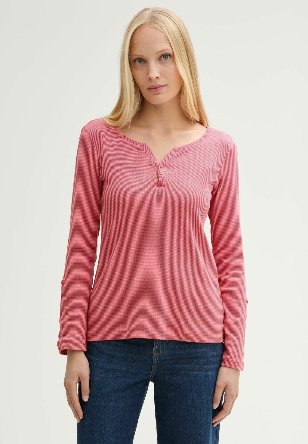 

Топ с длинными рукавами STRIPE HENLEY TOM TAILOR, красный