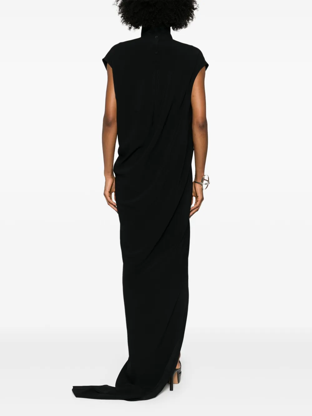 Платье макси EDFU T асимметричного кроя Rick Owens, черный — фото 4
