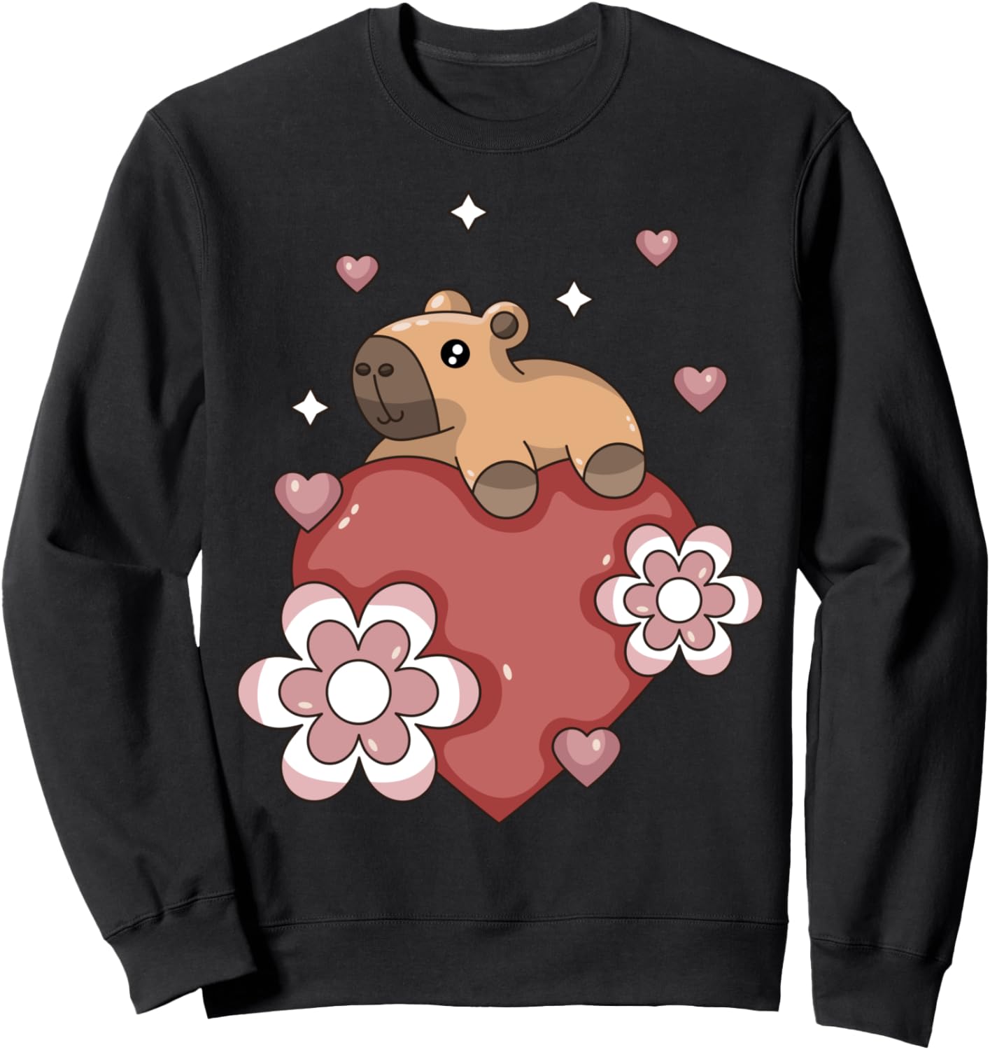 

Толстовка для девочек ко Дню святого Валентина с изображением капибары и грызуна в форме сердца Capibara Lover Girl Kawaii Cute Sweet Designs Co., черный