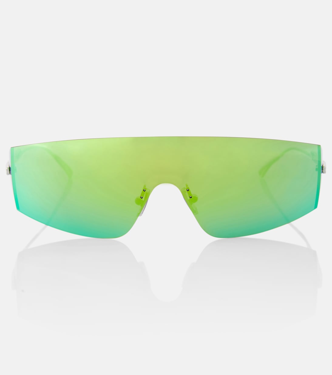 

Солнцезащитные очки Light Ribbon shield Bottega Veneta, Silver-Silver-Green