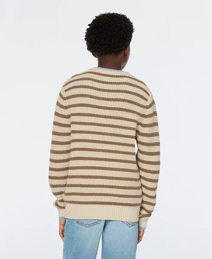 Свитер с круглым вырезом в полоску из пряжи Big Boys Yarn Dye SCOTCH & SODA, коричневый/бежевый — фото 3