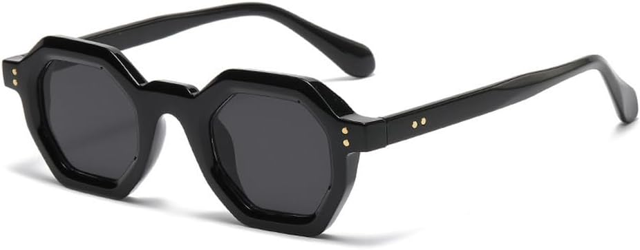 

Модные солнцезащитные очки Polygon Small Square для женщин, ретро с заклепками, мужские солнцезащитные очки UV400, трендовые солнцезащитные очки для активного отдыха и спорта WNCKSQ, Black Gray