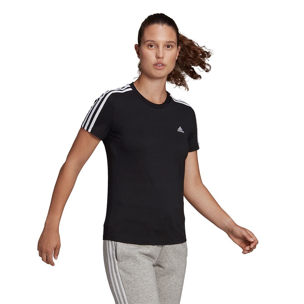 Футболка с коротким рукавом adidas Essentials Slim 3 Stripes, черный — фото 3