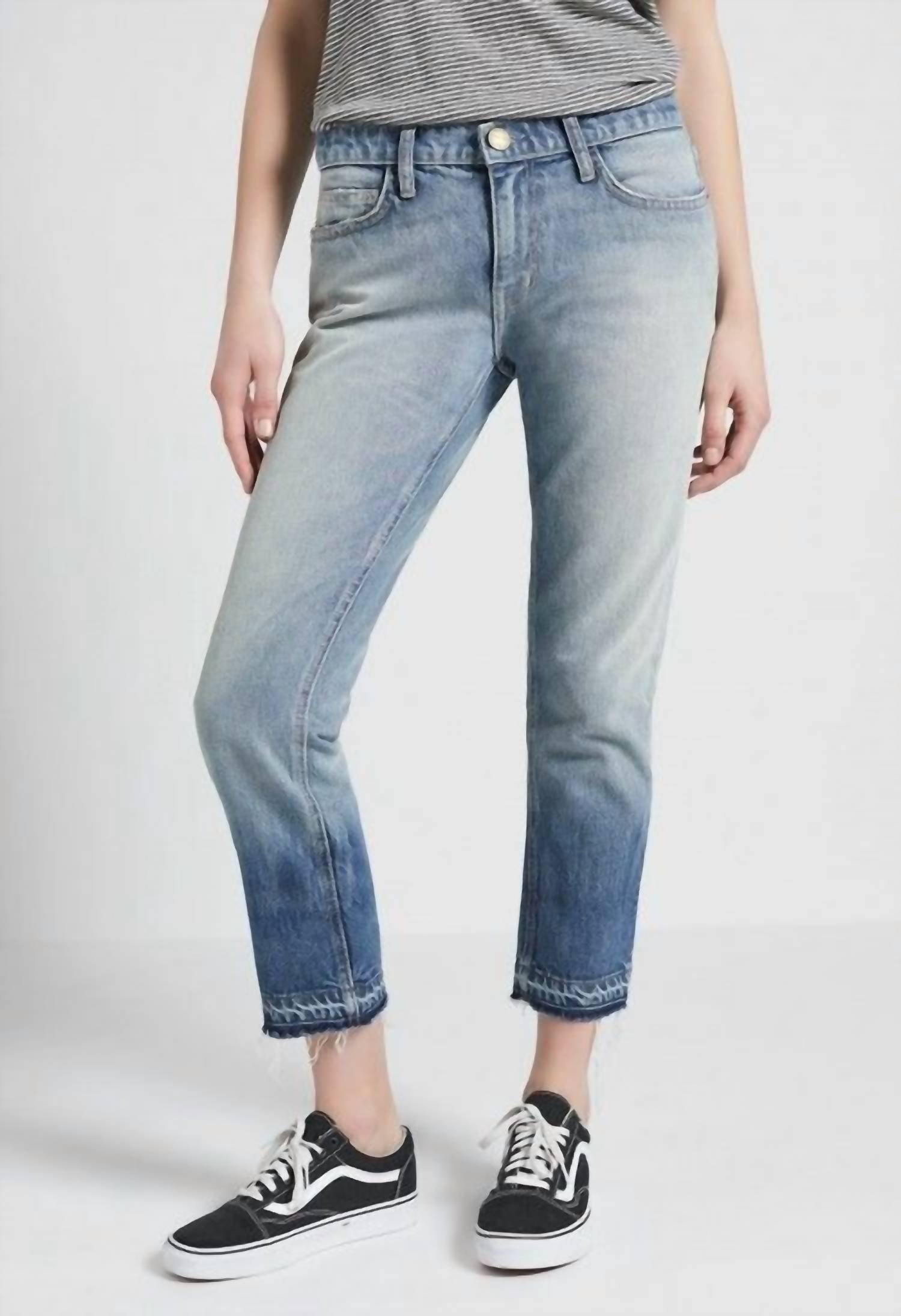

Выпущены укороченные джинсы Hem Cotton Denim синего цвета CURRENT ELLIOTT