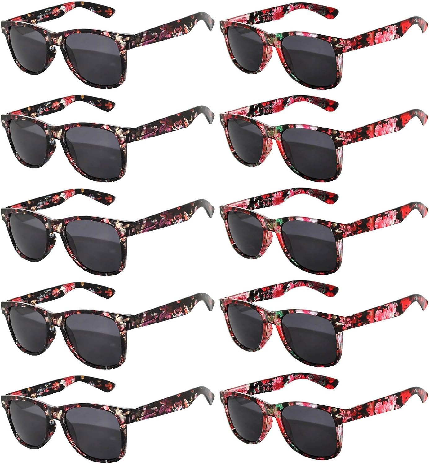

Солнцезащитные очки OWL, набор из 10 пар, для женщин и мужчин, винтажные ретро-очки с дымчатыми линзами и защитой от УФ-излучения, прямоугольные солнцезащитные очки унисекс, Floral Mix