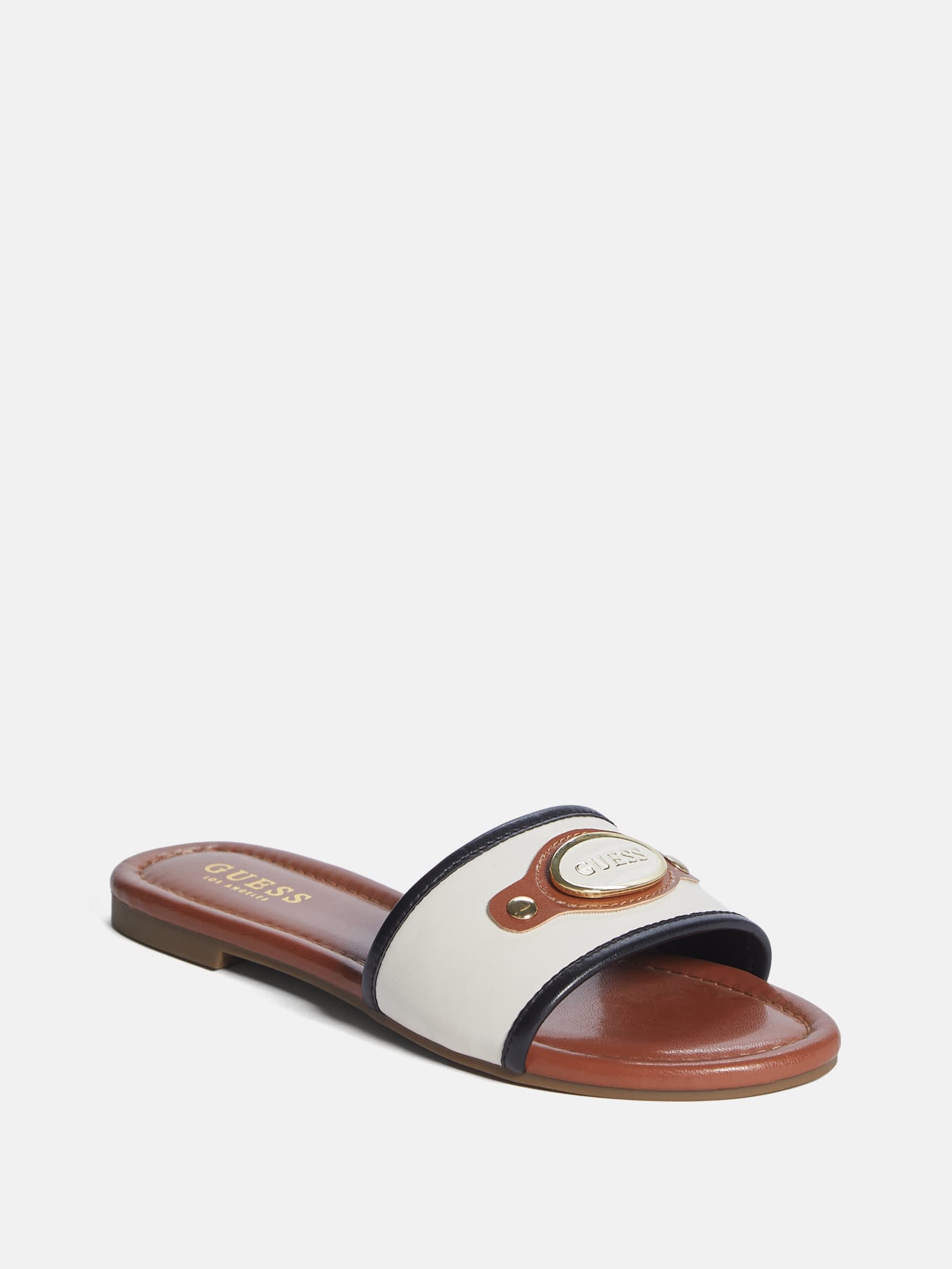 Слайды женские Guess Factory, цвет cognac/white