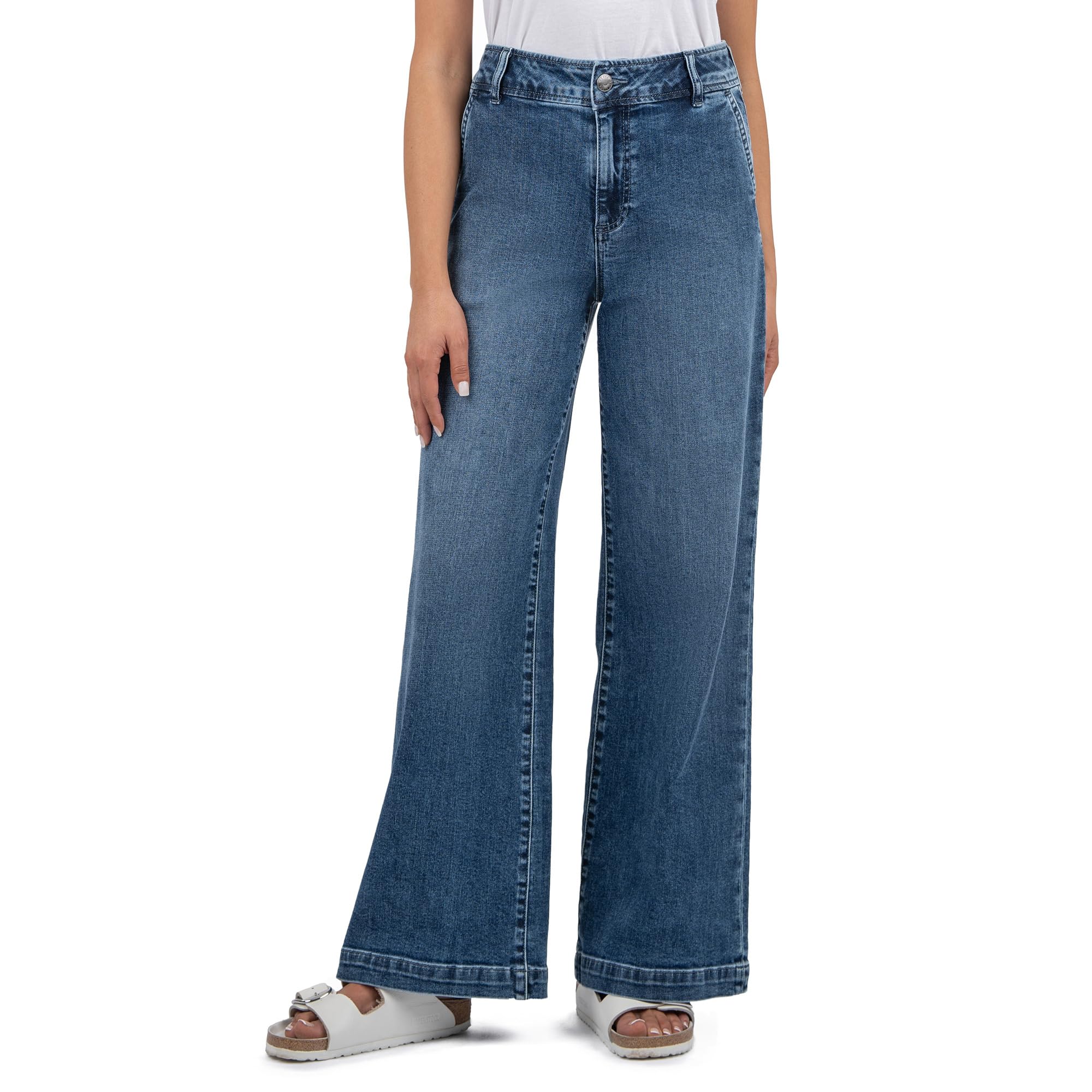 

Джинсы KUT from the Kloth Jean High Rise Wide Leg Slash Front Pockets, цвет Dignity with Dark Base Wash