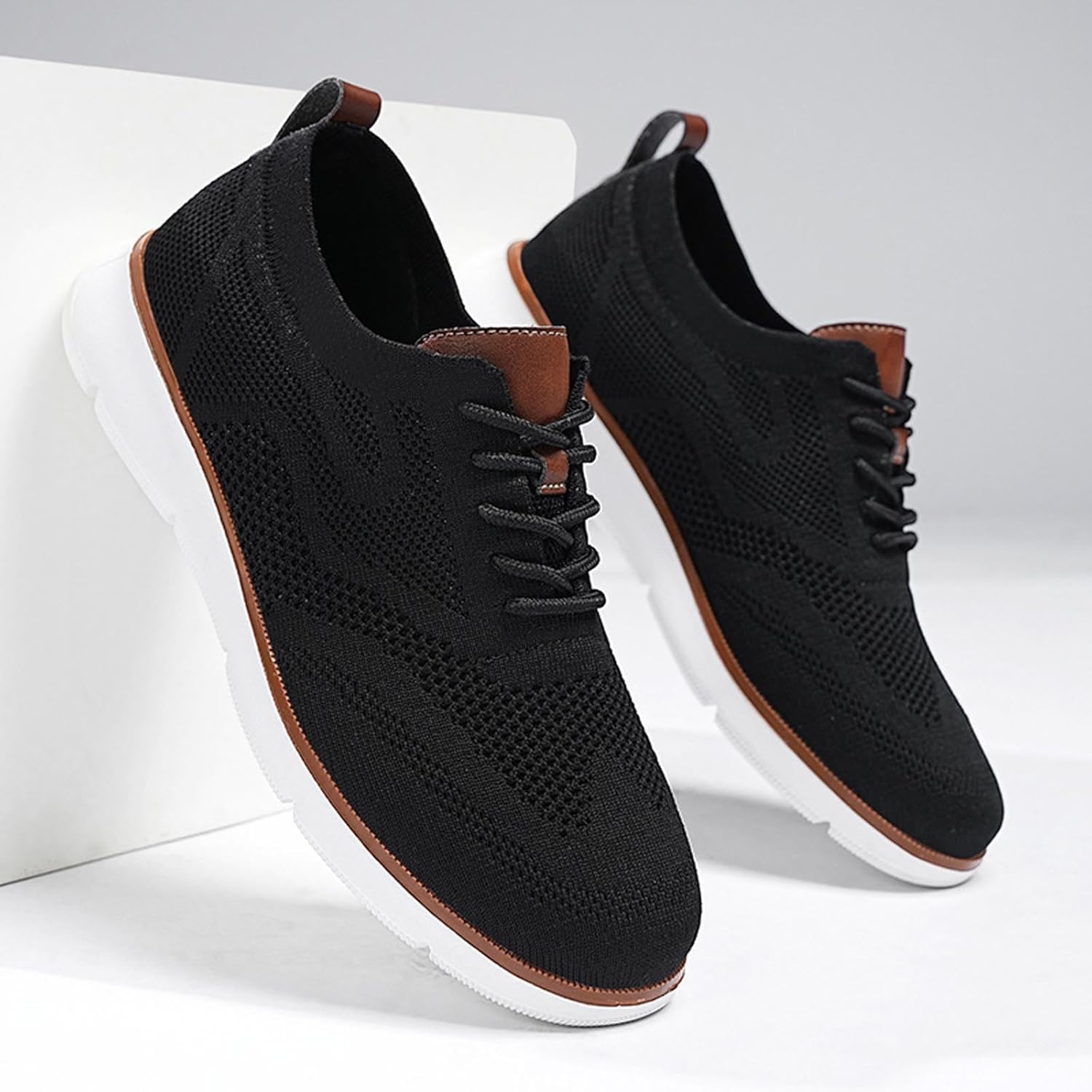 Повседневные кроссовки для мужчин с легкой дышащей сеткой, для ходьбы, наружные кроссовки на шнуровке и слипоны, удобные лоферы, классическая посадка, регулируемые теннисные спортивные кроссовки Lghlmcl, белый — фото 4
