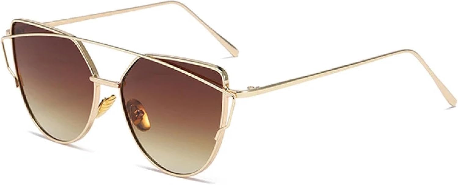 

Солнцезащитные очки с защитой от УФ-излучения UV400 | Металлическая оправа "кошачий глаз" | Для женщин и мужчин | Для занятий спортом на открытом воздухе и вождения DSVIGF, Gold Tea