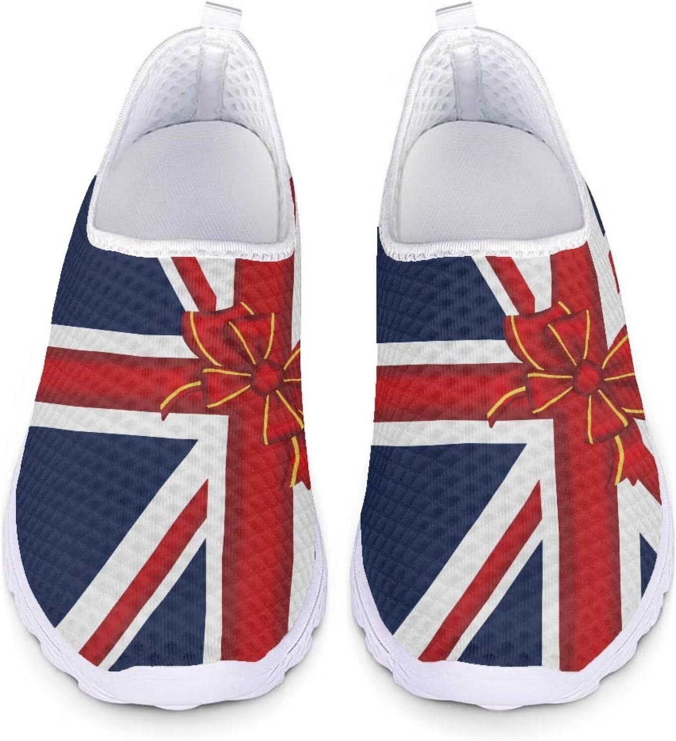 

Кроссовки из сетки для женщин и мужчин, прогулочная обувь, без шнурков, противоскользящие, размер США 5-12, спортивная одежда Xixirimido, Uk Flag