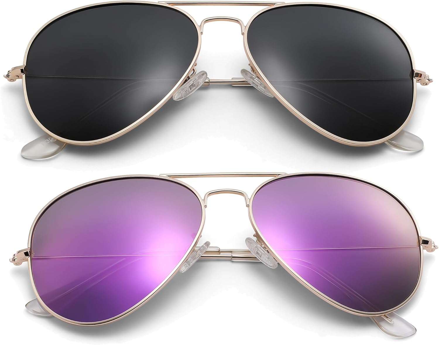 

Солнцезащитные очки Pro Acme Aviator для мужчин и женщин, классические поляризованные, с защитой от УФ-излучения UV400, (2 Pairs) Gold Frame/Black Lens + Gold Frame/Purple Mirrored Lens