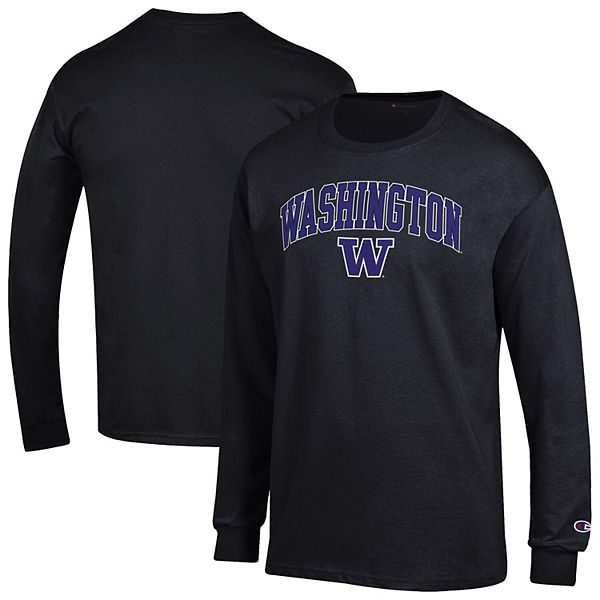 

Мужская черная футболка с длинным рукавом washington huskies arch over logo 2-hit Champion