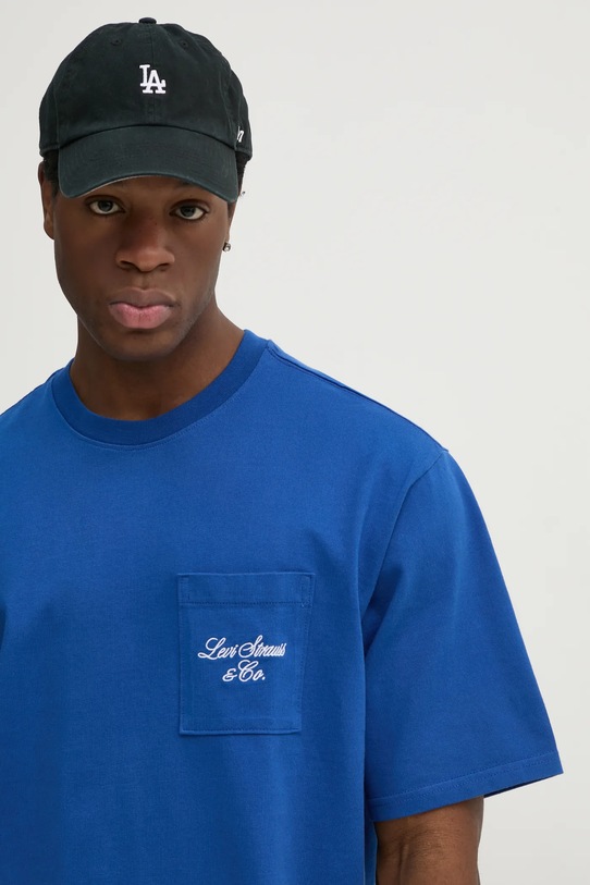 Хлопковая футболка HALF SLEEVE GR PCKT T Levi'S, синий — фото 4
