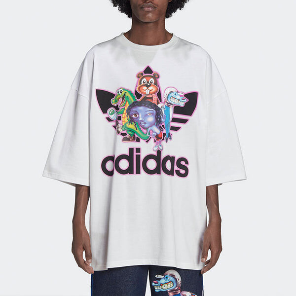 Футболка men's originals x kerwin frost crossover cartoon printing loose round neck short sleeve white t-shirt Adidas, мультиколор — фото 4