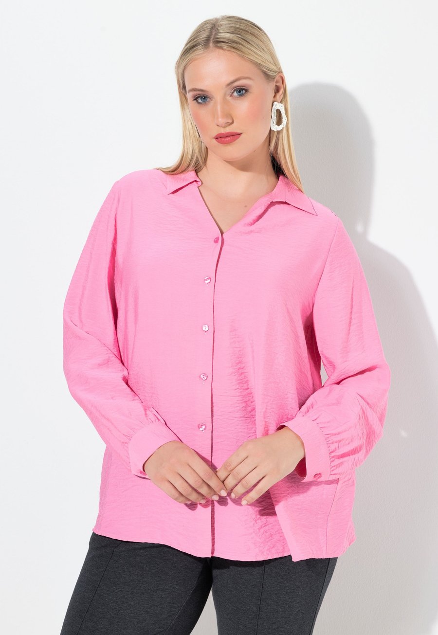 

Блуза Ulla Popken STRUKTUR LANGARM, Flamingo/Pink