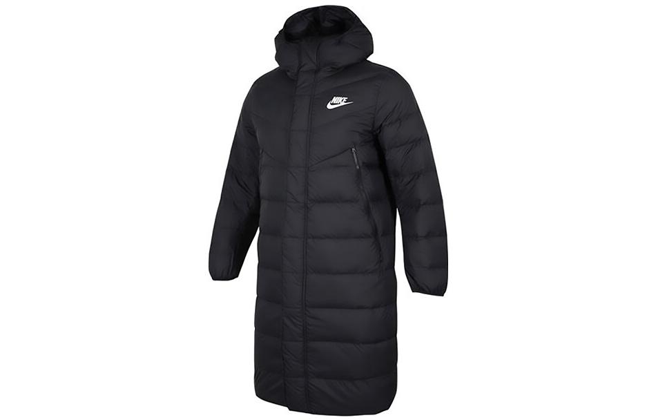 Nike Мужская пуховая куртка с капюшоном, черная, средней высоты — фото 3