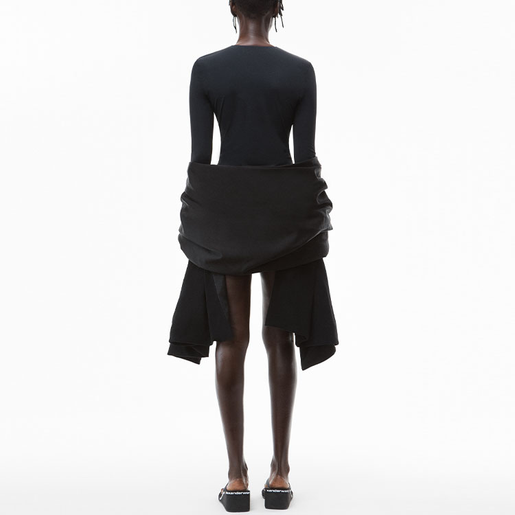 Alexander Wang Женский боди с длинными рукавами, логотипом, принтом и стразами Black — фото 4