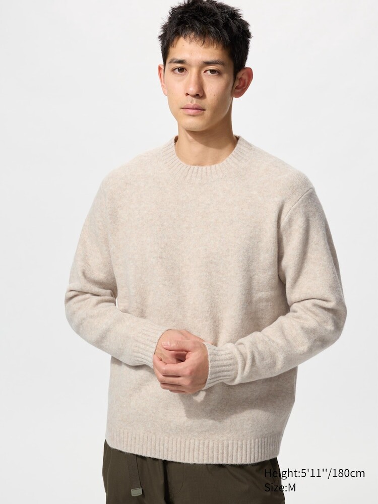 

Джемпер с круглым вырезом из пряжи-суфле Uniqlo, цвет 31 бежевый
