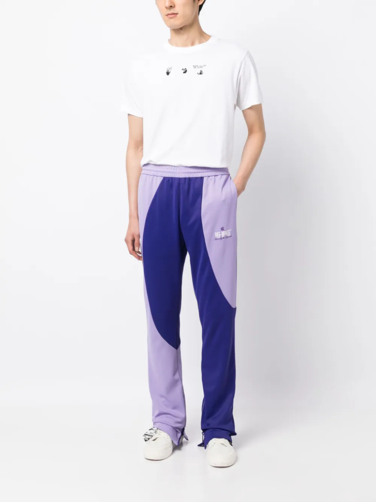 Off-White спортивные брюки в стиле колор-блок, фиолетовый — фото 2