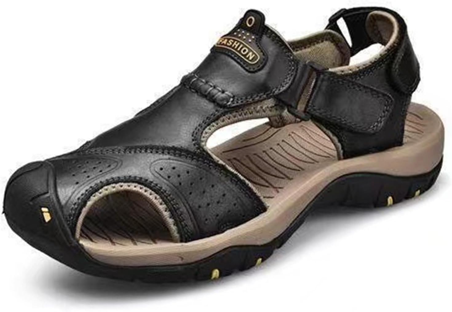 

Мужские кожаные походные сандалии DMGYCK с поддержкой свода стопы, ортопедические спортивные восстановительные сандалии для ходьбы, летние повседневные сандалии для мужчин, черный