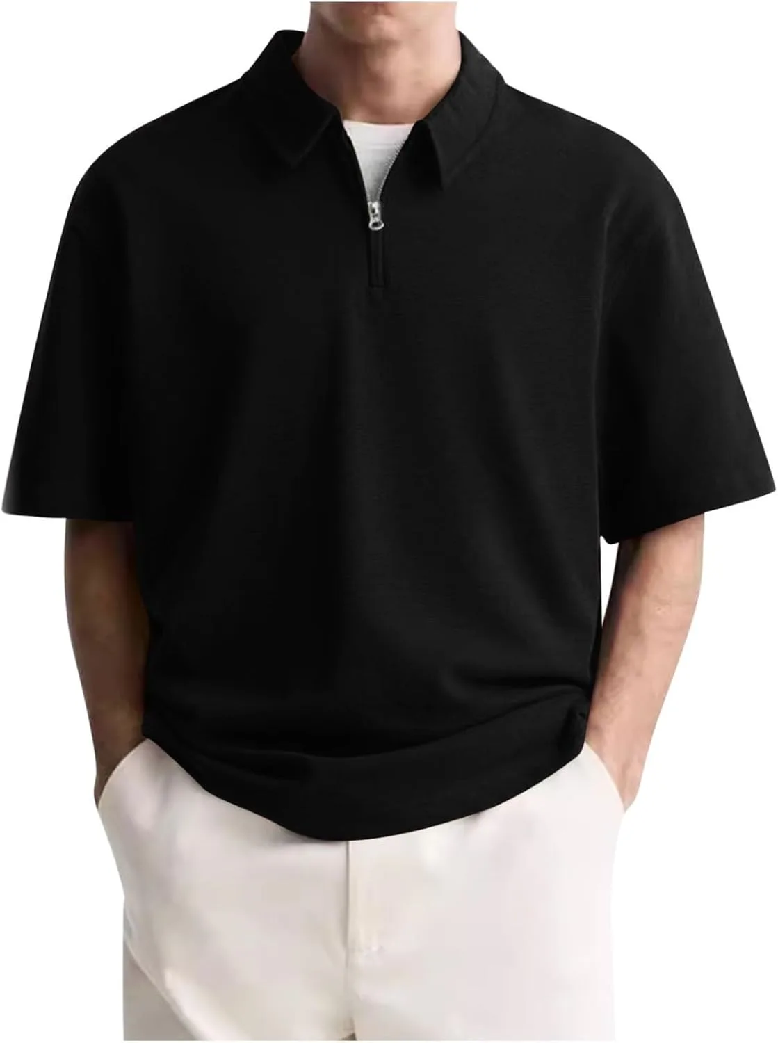 

Мужская футболка-поло с коротким рукавом и молнией