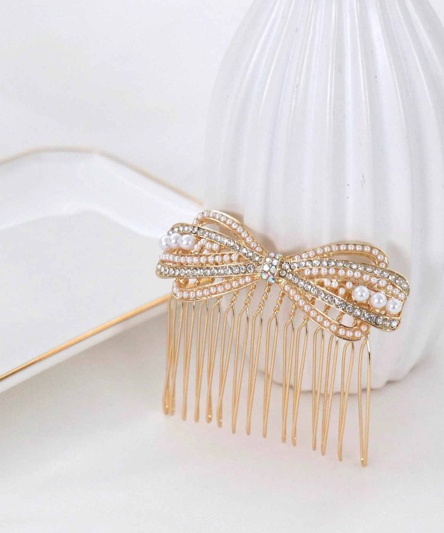 Pearl x Bijou Ribbon Comb Three Four Time, gold — фото 2