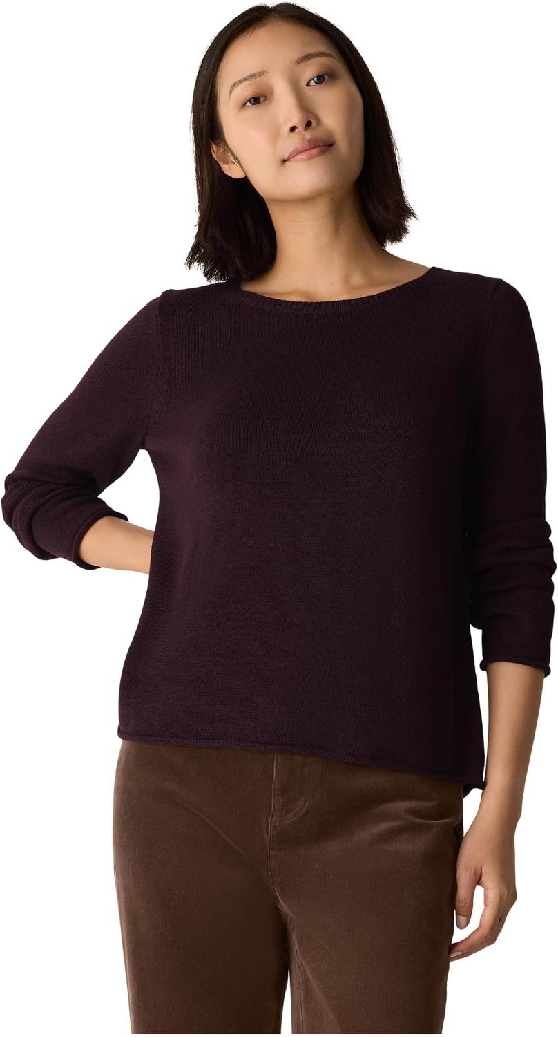 

Свитер Eileen Fisher Women's Peruvian Cotton Blend Bateau Neck Sweater, Cassis