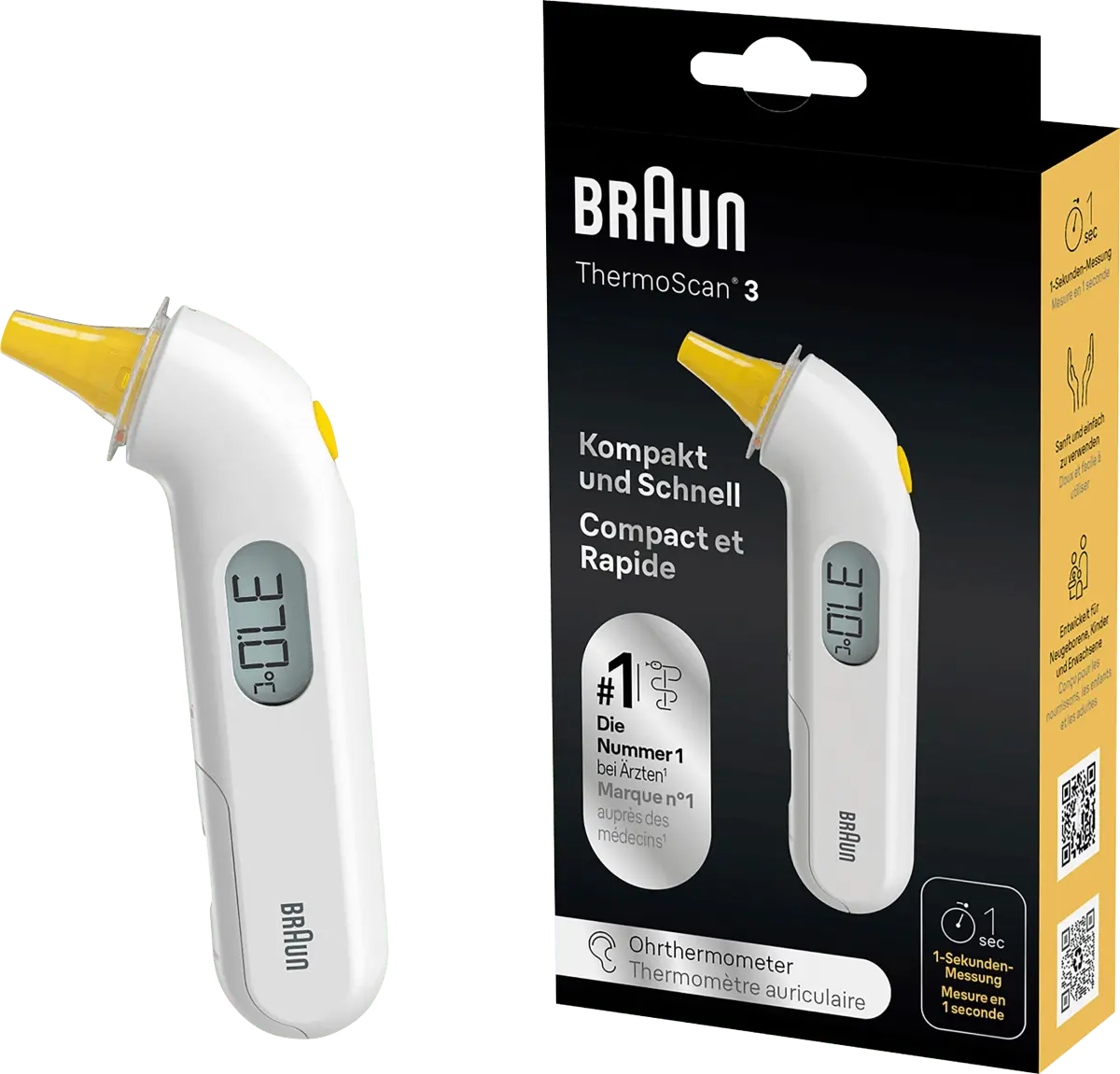 

Термометр для лихорадки инфракрасный ушной термометр ThermoScan 3 1 шт. Braun
