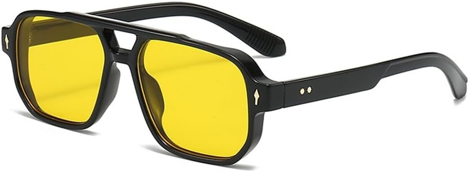 

Солнцезащитные очки с двойной перемычкой, панк-стиль, защита от ультрафиолета UV400, для мужчин и женщин, для занятий спортом на открытом воздухе и путешествий UYPTK, Black Yellow