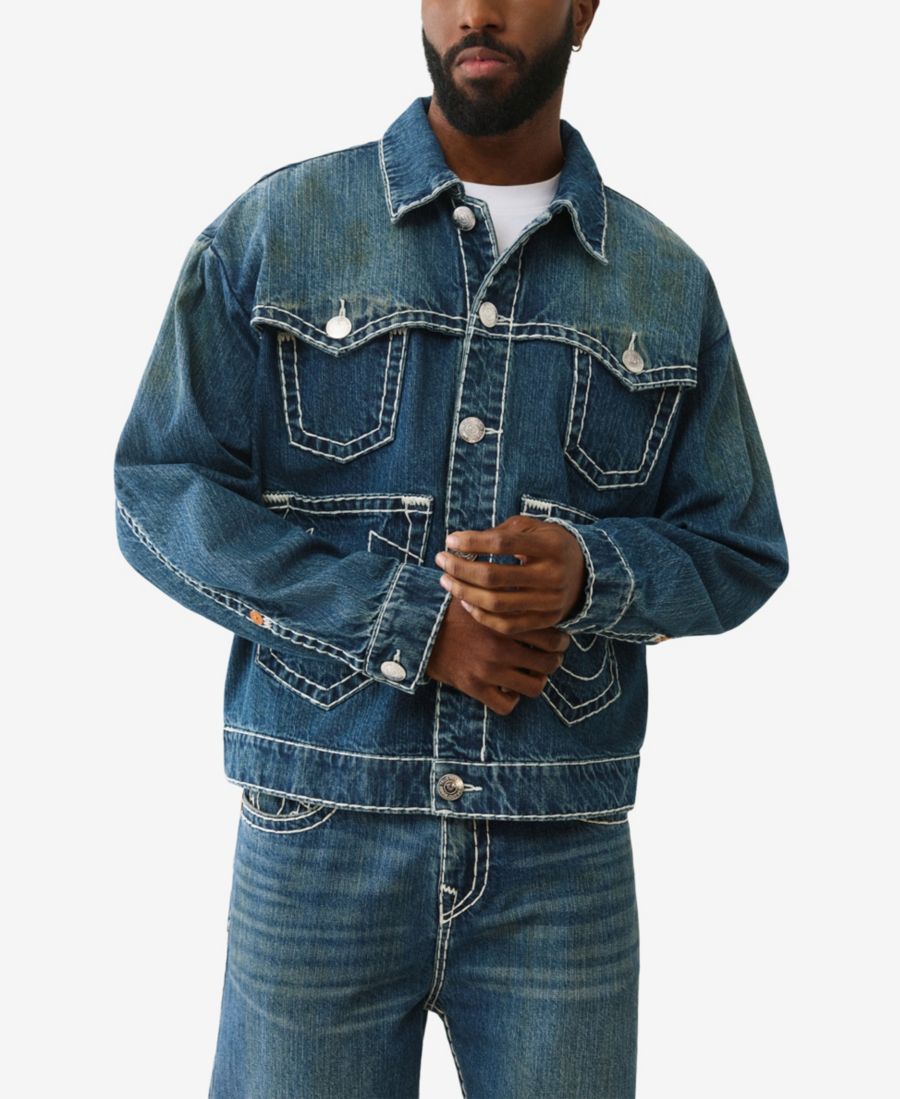 

Мужская куртка Super T с длинными рукавами и приспущенными плечами True Religion, Turbo Rush Dark Wash