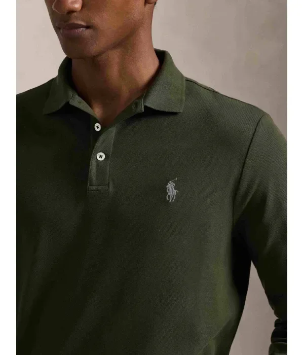 Полюс custom slim fit Polo Ralph Lauren, оливково-зеленый — фото 4