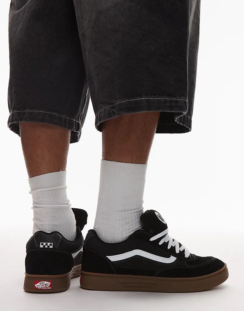 Массивные кеды Vans Skate Estazzo черного и белого цветов с резиновой подошвой — фото 4