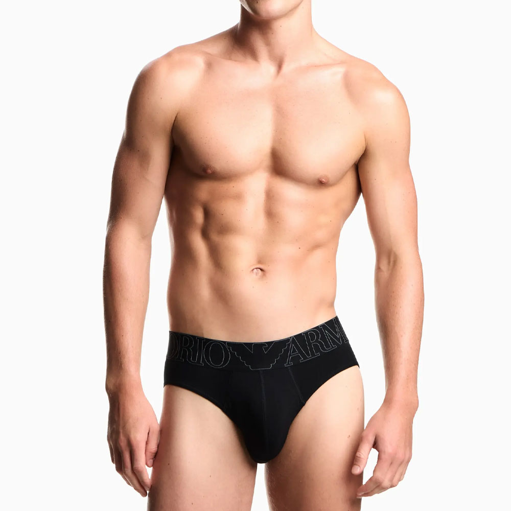 Трусы Asv Megalogo Organic jersey Briefs Emporio Armani, черный — фото 2