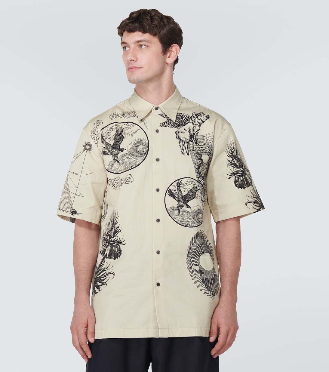 Рубашка из хлопкового поплина с принтом cassidye Dries Van Noten, мультиколор — фото 3