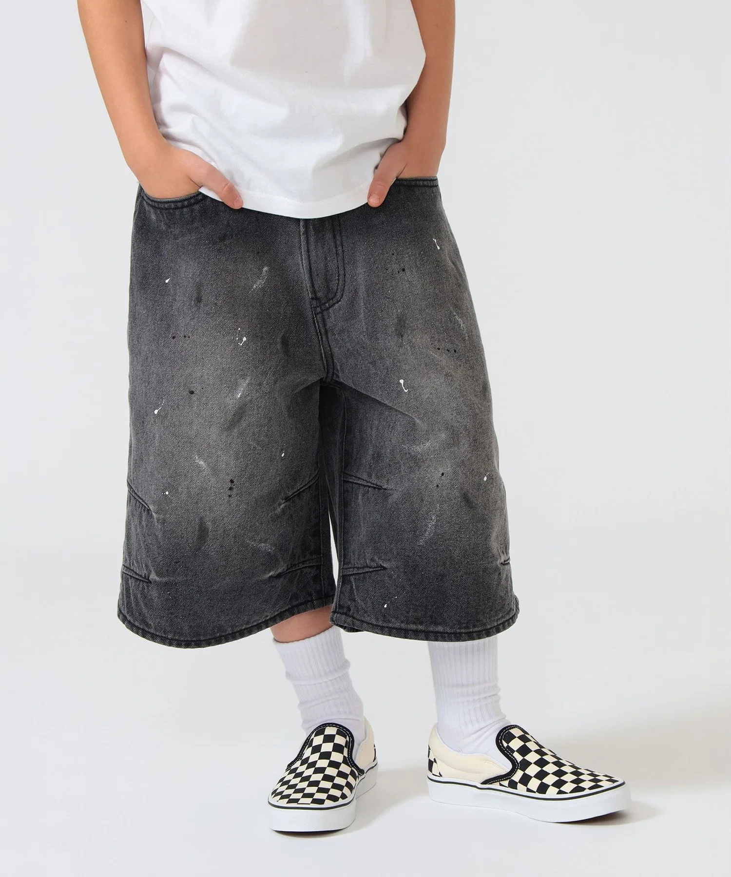 BEAMS × Kodomo BEAMS / Брюки широкие джинсовые Quarter-Length Painter Wide Denim Pants 2026 (110-160 см) — фото 3