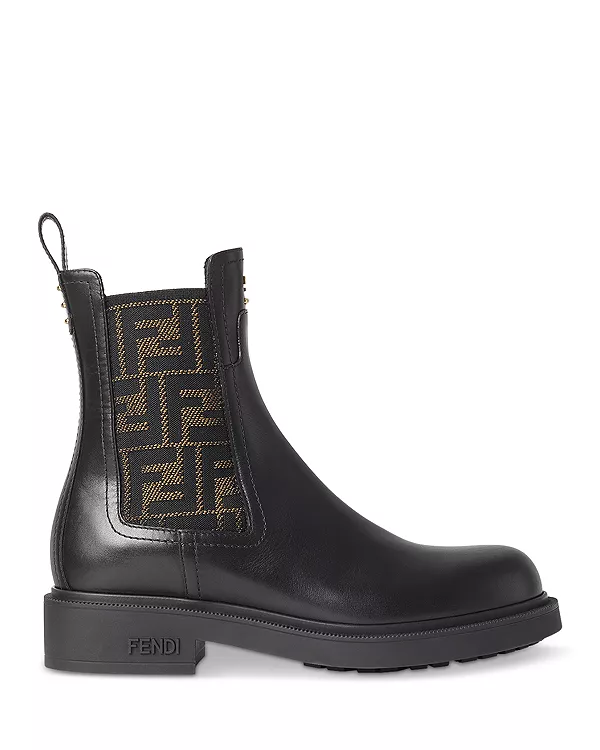 Женские байкерские ботинки Fendi Filo из кожи и ткани FF Fendi, черный — фото 2